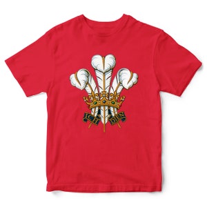 Prince of Wales Feathers T shirt For Kids, Welsh Rugby Tshirt, Football Gift For Him or Her