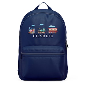 Personalisierter Rucksack mit Personenzug, niedliches Zugdesign Ideal als Geburtstagsgeschenk, Reisetasche für Kleinkinder, Vorschul- und Kindergartenjungen