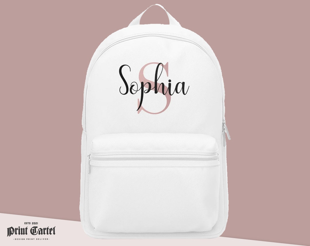 Personalised School Bag With Name and Initial Rose Gold, Kids Personalised Backpack, Back to