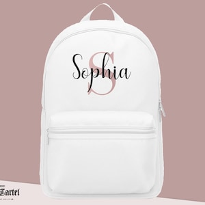 Cartable personnalisé avec nom et initiale en or rose, sac à dos personnalisé pour enfants, retour à l'école, mini sac à dos, nom de cartable personnalisé