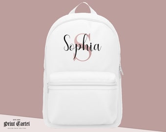 Personalised School Bag With Name And Initial Rose Gold, Kids Personalised Backpack, Back to School, Mini Backpack, Custom School Bag Name