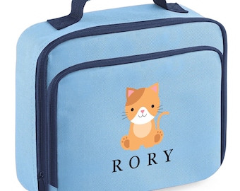 Cat Lunch Bag Personalised, Cat Design Customised Lunch Bags, Unique Kids Gift Idea, Back to School Lunch Gear for Little Ones and Relatives