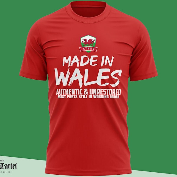 Made In Wales Rugby T Shirt, Mens Wales Top, Rugby Shirt, Wales Tshirt, Wales Gifts Welsh Men Gift