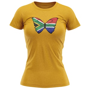 South Africa Flag Butterfly T Shirt For Women, South Africa Flag Butterfly Womens T Shirt, Her Gifts For Sports Event