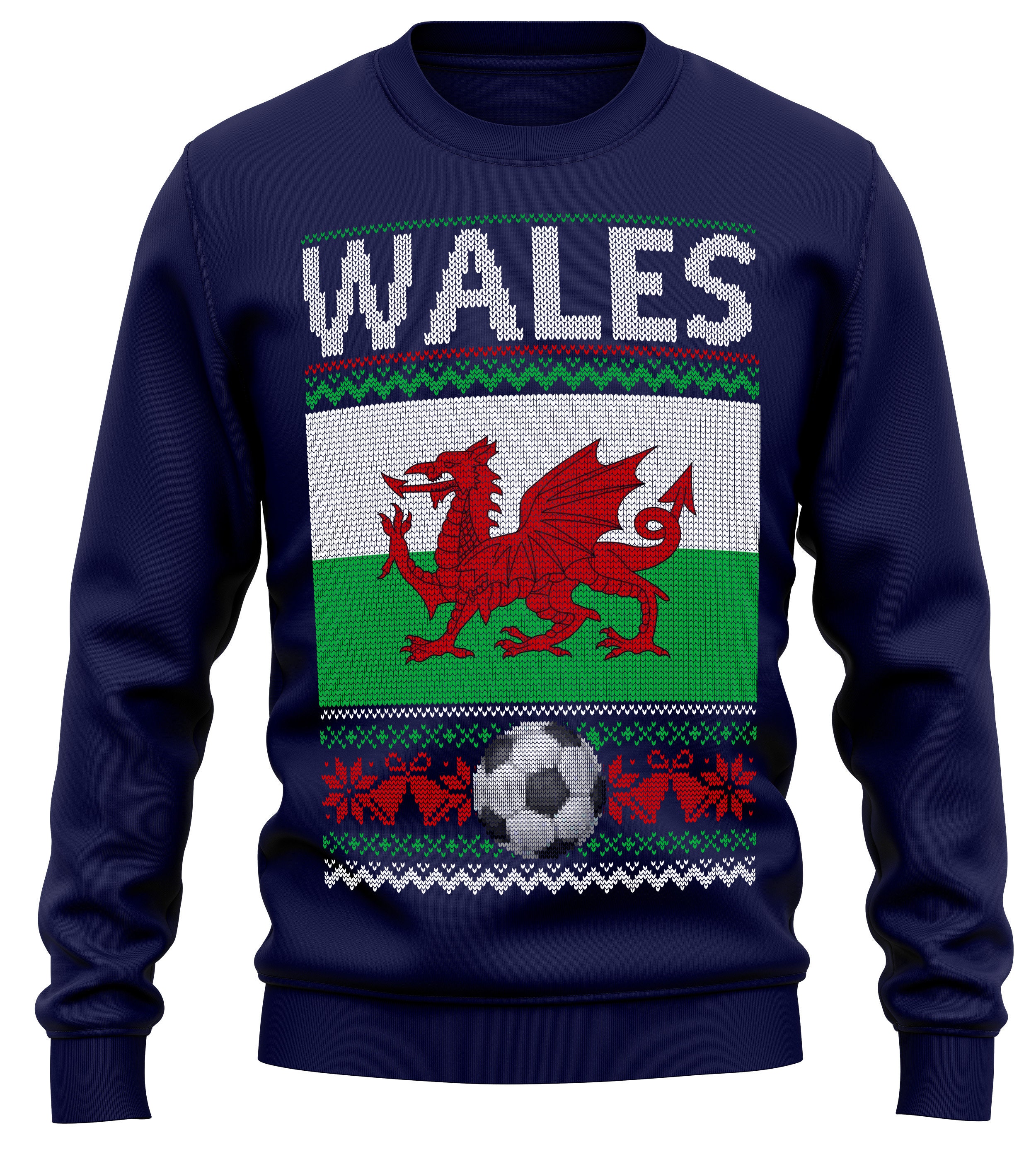 Wales Football Team Chunky Knitted Christmas Jumper, Retro Cymru Shirt, Size L