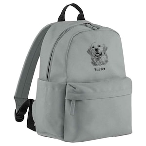 Personalised Embroidered Pet Portrait Backpack, Custom Premium Mini Backpack, Stylish Backpack with Pet Photo, Back to School Bags with Name