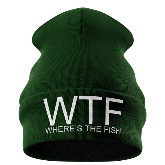 WTF Fishing Beanie Hat, EMBROIDERED Beanie, Funny Carp Fishing