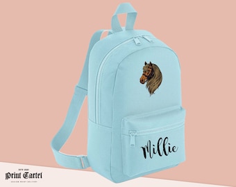 Personalised Horse Bag, Personalised Backpack With Name and Horse, Perfect gift for girls, Backpack for Girls, Horses Gift For Girls