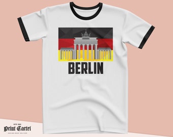 Berlin Germany T Shirt, Germany Tshirt Ringer White Black Germany Supporters Shirt Deutschland Tshirt , Mens T-Shirt Fan Gifts