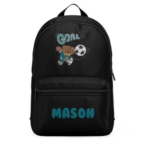 Mini sac à dos de but brodé personnalisé pour garçons football nounours tout-petits sac de broderie de retour à l'école