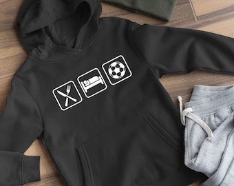 Eat Sleep Football Hoodie for Boys, Football Gifts for Boys Girls Kids Funny Novelty Birthday Gift Idea