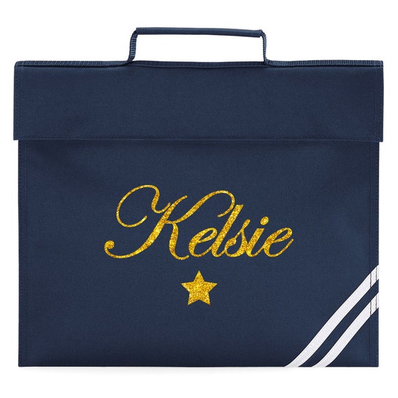 Personalised Star Bookbag Gold Glitter Girls Back to School Nursery Kids Bag Etsy