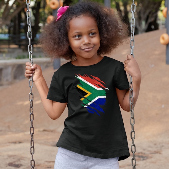 South Africa Torn Flag T Shirt for Kids South African Flag Kids T Shirt Kids Gifts for Sports Event Etsy UK