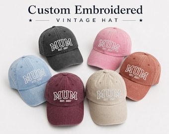 Personalised Embroidered MUM Cap, Baby Announcement Hat EST 2027, Custom Pregnancy Reveal Couples Hats, New Mother Cap Gift