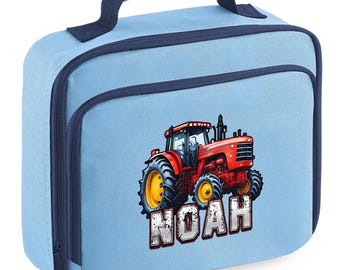 Boys Tractor Custom Lunch Bag, Farming Design, Customised Backpack with Printed Name, Kids Lunch Bags with Tractor Design, Custom Lunch Tote