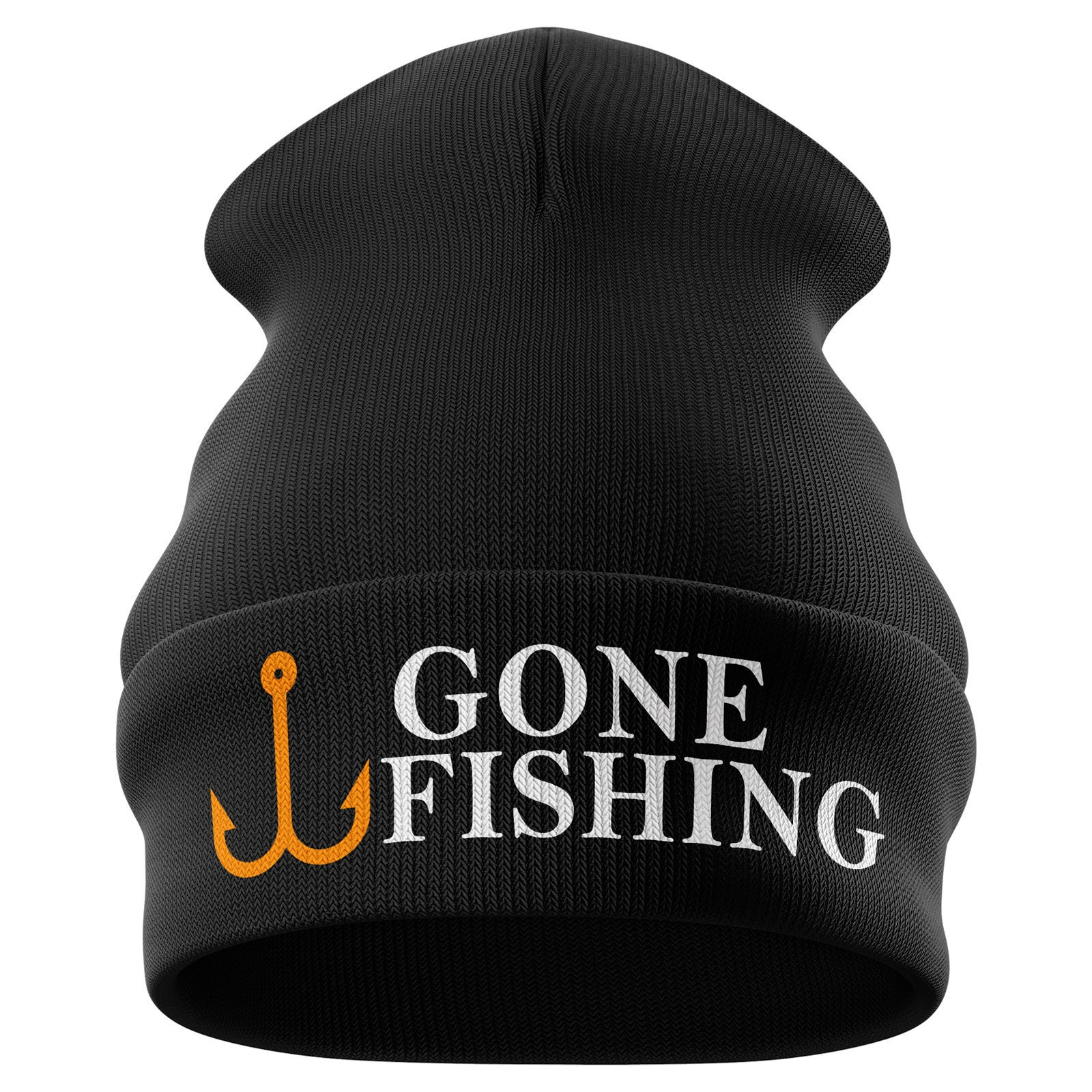 Gone Fishing Beanie Hat, EMBROIDERED Beanie, Funny Fishing Gift
