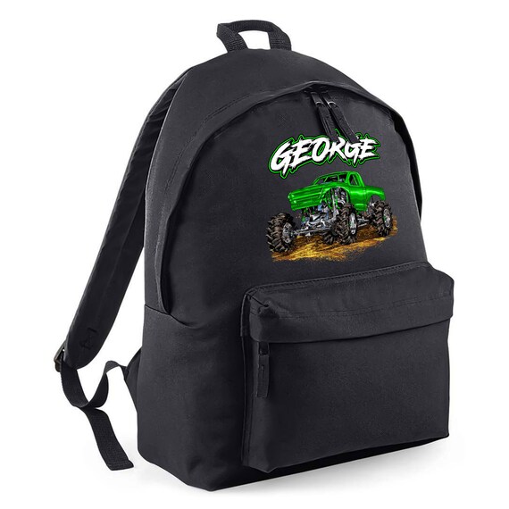 Personalised Monster Trucks Backpack, Personalised School  display picture 3