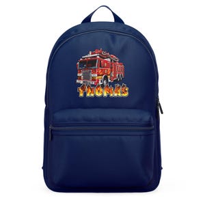Boys Fire Engine Customised Mini Backpack, Emergency Vehicle Design, Personalise Fire Truck With Name Bag, 3D Fire Truck Design Bag for Kids