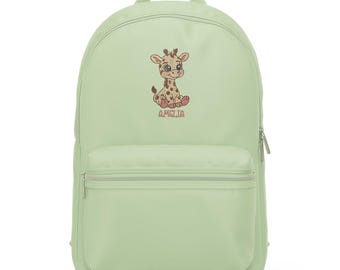 Personalised Giraffe Mini Backpack, Mini Essential Backpack, Back To School Toddler Bags, Custom Kids Bag, Nursery Infant Gift Backpack