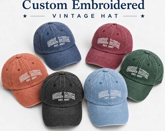Personalised Embroidered GIRL MUM Cap, Baby Announcement Hat EST 2027, Custom Pregnancy Reveal Couples Hats, New Mother Cap Gift Mummy
