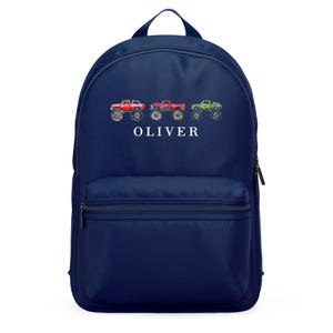 Boys Monster Truck Personalised Mini Backpack, Custom Name, Back to School Gift for Nursery Kids, Youth Boys Toddler, Primary, New Term Bags