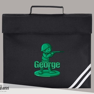 Sac de livre de soldat personnalisé, sac d'école personnalisé, cadeau parfait pour retourner à l'école, sac de livre de nom personnalisé, porte-livre, cadeau de l'armée