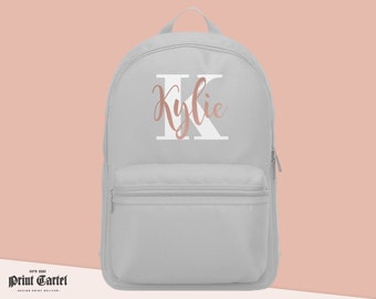 Personalised Rose Gold Backpack, Kids Personalised Backpack, Custom Name and Initial, Girls School bag, Pre School Backpack