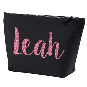 Personalised Makeup Bag, Glitter Text Makeup Pouch, Personalised Make-up Bag, Personalised Gifts for Her, Girlfriend Gifts, gifts for Girls