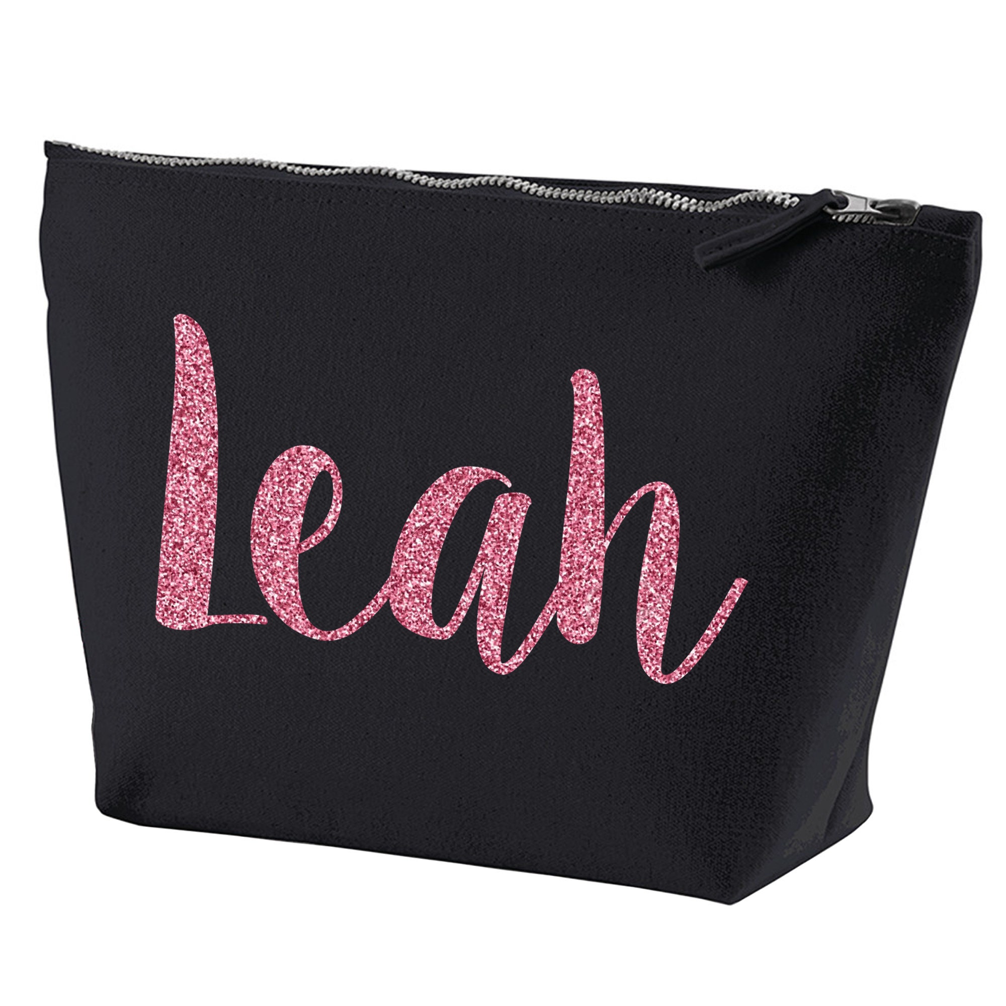 Personalised Makeup Bag Glitter Text Makeup Pouch 