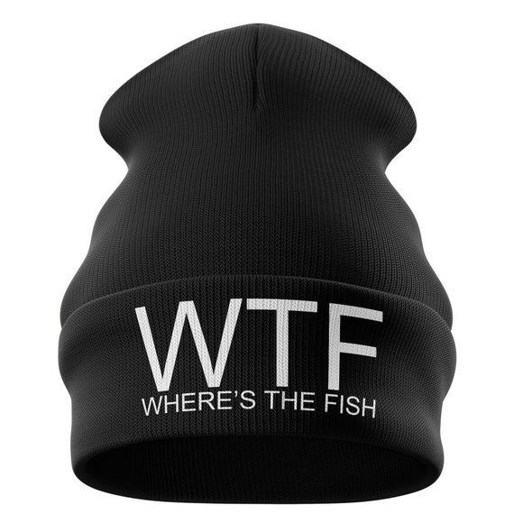 WTF Fishing Beanie Hat, EMBROIDERED Beanie, Funny Carp Fishing Gifts for Men,  Fishing Gifts for Him, Fisherman Fish Winter Headwear Unisex 