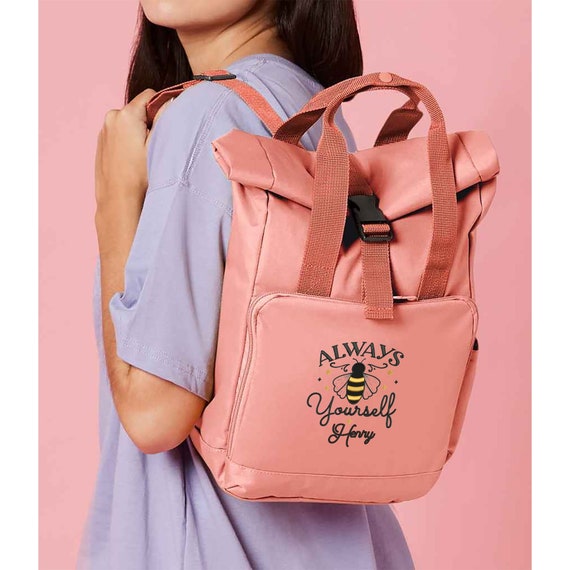 beemini mini backpack Personalised Bee Mini Roll Top Backpack, Personalised Roll Top Mini Backpack  Back to School Gifts for Kids