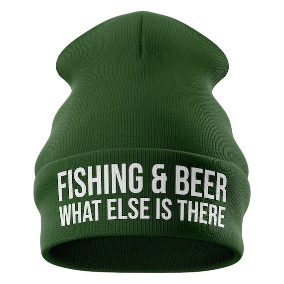 Fishing and Beer, Funny Beanie Hat, Fishing Hat, Gift for
