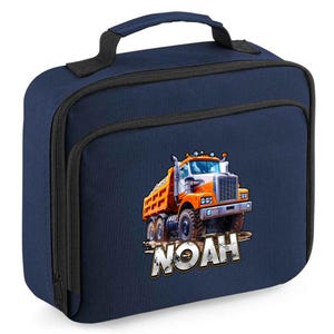 Custom Boys Construction Lunch Bag, Dump Truck Personalised Gift for Kids, Back to School Toddler Bags, Customised Boys Lunch Box for Son