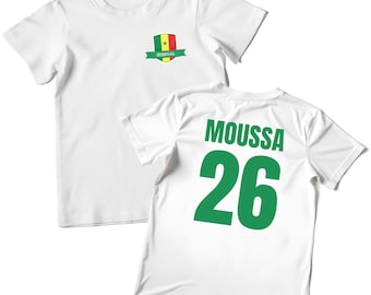 Custom Senegal Football T shirt For Kids, Senegal Shirt for Him or Her, Senegal Top, Senegalese Flag 2026 White Cotton Tee