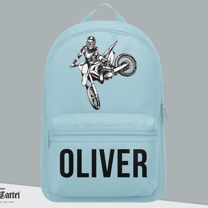 Sac de motocross personnalisé, sac à dos personnalisé avec nom et moto, rentrée des classes, sac à dos de motocross pour tout-petits, mini sac à dos d'école