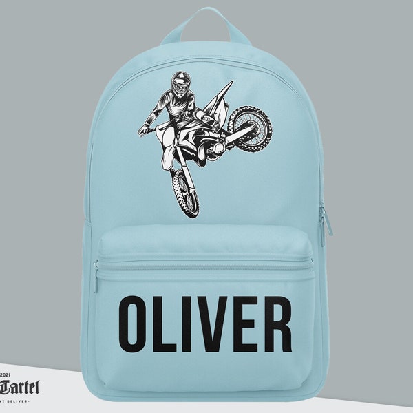 Personalised Motocross Bag, Personalised Backpack With Name and Motocorss, Back to School, Motocross Backpack Toddler, Mini Backpack School