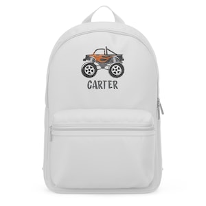 Mini sac à dos brodé personnalisé Monster Truck pour garçons, Mini sac à dos personnalisé indispensable pour la rentrée des classes pour garçon