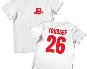 Custom Tunisia Football T shirt For Kids, Tunisia Shirt for Him or Her, Tunisia Top, Tunisian Flag 2026 White Cotton Tee