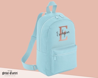 Personalised School Bag With Name and Initial, Kids Personalised Backpack, Back to School, Nursery Bag, Mini Backpack, Toddler School Bag