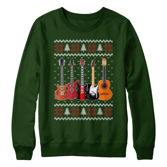 Guitar Christmas Jumper Guitar Christmas Sweatshirt Guitar Music