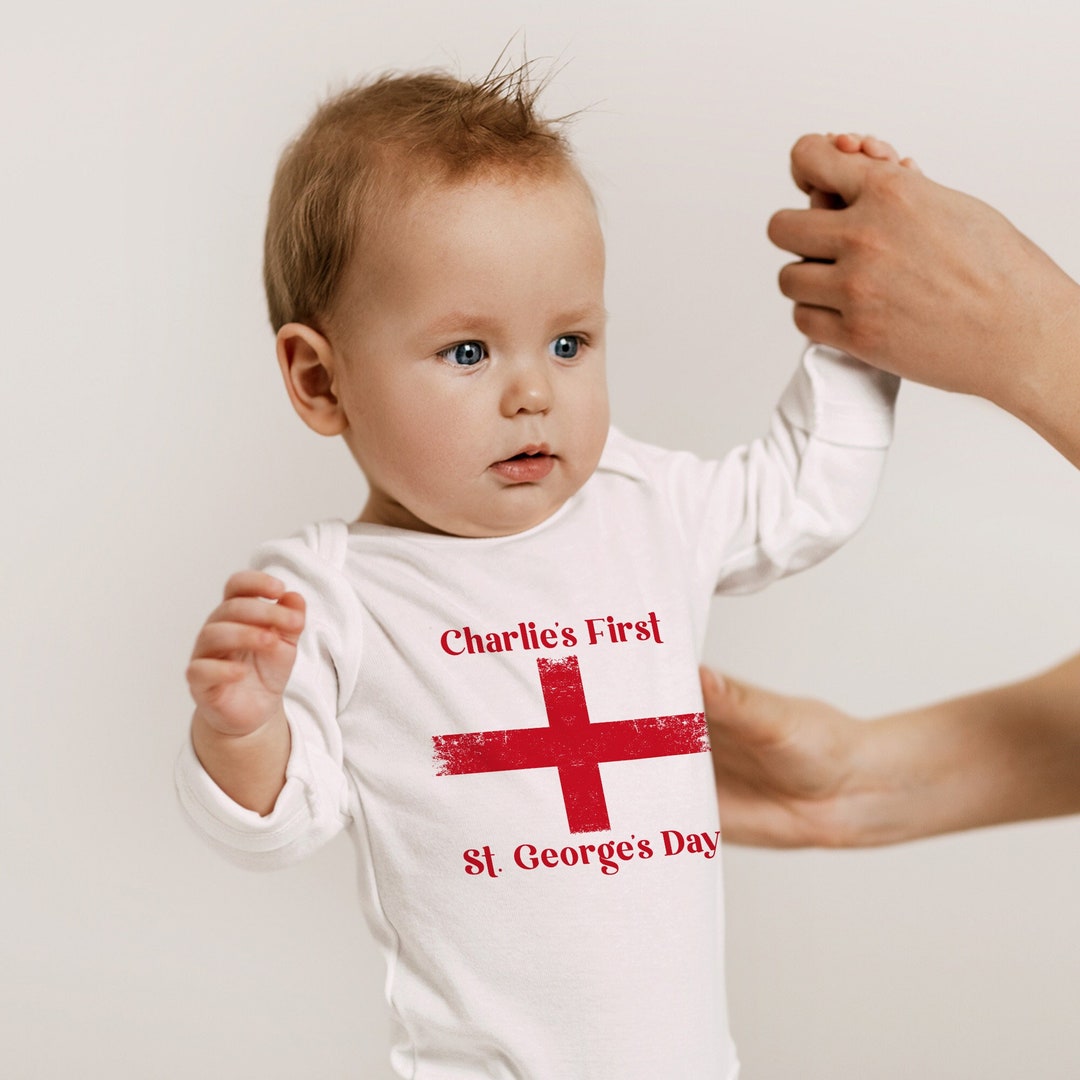 Personalised First St Georges Day Flag Romper Suit, 2025 Personalised ...