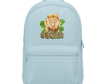 Personalised Kids Safari Lion Mini Backpack, Custom Bag with Name, Jungle King Backpack, School Starter Backpack for Kids, Safari Animal Bag