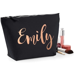 Rose Gold Personalised Make Up Bags, ANY CUSTOM TEXT, Personalised Gifts for Her, Personalised Pouch, Girlfriend Gifts, Gifts for Girls
