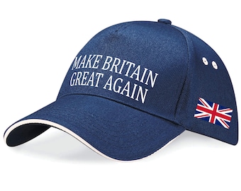 Make Britain Great Again White Baseball Cap, Union Jack Hat for Men and Women, Adjustable Patriotic UK Souvenir, Travel Gift or Casual Wear