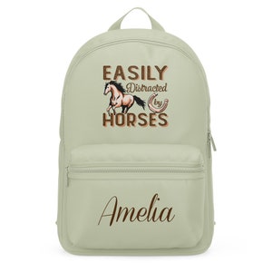 Mini sac à dos personnalisé facilement distrait par les chevaux pour les filles, mini sac à dos personnalisé pour les filles, cadeaux pour enfants pour la rentrée scolaire
