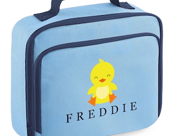 Lancheira personalizada de pato, Lancheira personalizada, Lancheira de volta às aulas para meninos e meninas, Lancheira escolar para creche e crianças