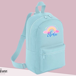Zaino arcobaleno Nome personalizzato, Borsa personalizzata, Zaino personalizzato, Borsa nursery, Mini Zaino, Borsa scuola arcobaleno, Zaino personalizzato