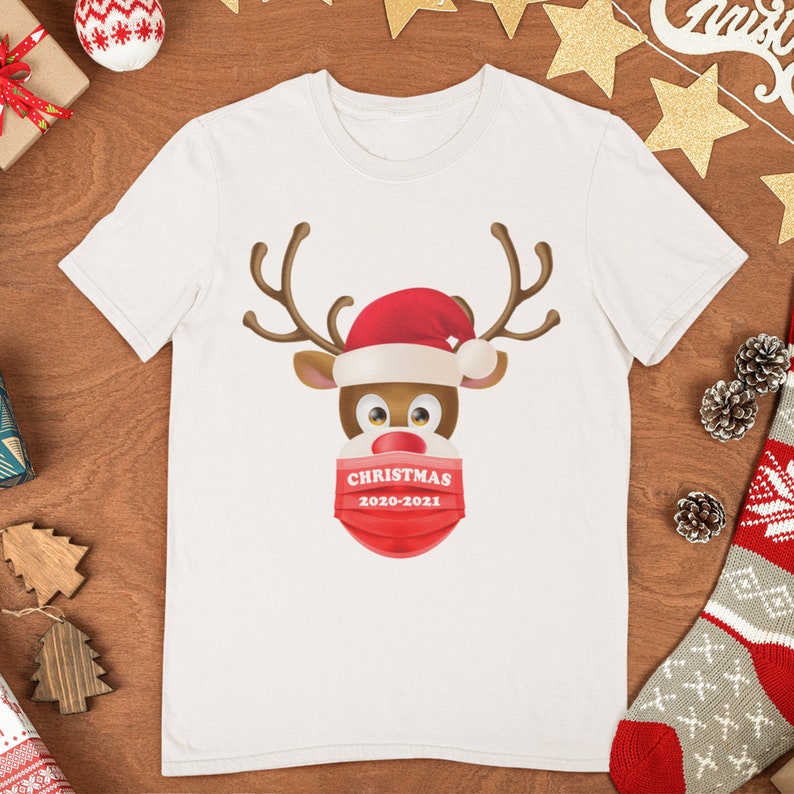 RUDOLPH MASK Funny Christmas Tshirt, Mens Funny Christmas Jumper Tee