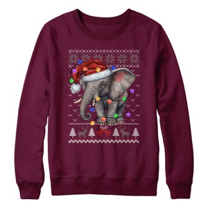 Elephant Christmas Sweatshirt For Boys, Elephant Christmas Sweatshirt For Kids, Safari Animal Gifts For Christmas