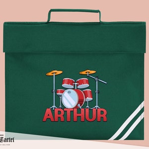 Sac de livre de batteur personnalisé, sac d’école personnalisé, cadeau parfait pour retourner à l’école, sac de livre de nom personnalisé, porte-livre, cadeau de musique
